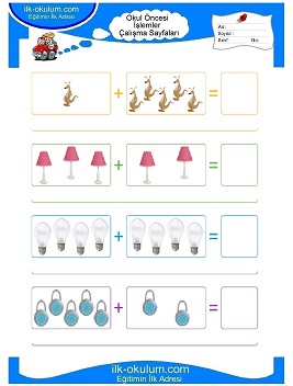 Çocuklar İçin toplam işlemi yaprak testleri 
